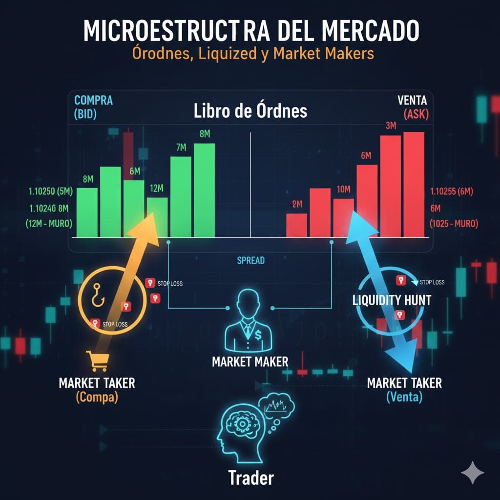 Introducción a la Microestructura del Mercado: Entender cómo se ejecutan las órdenes, los libros de órdenes y el papel de los Market Makers